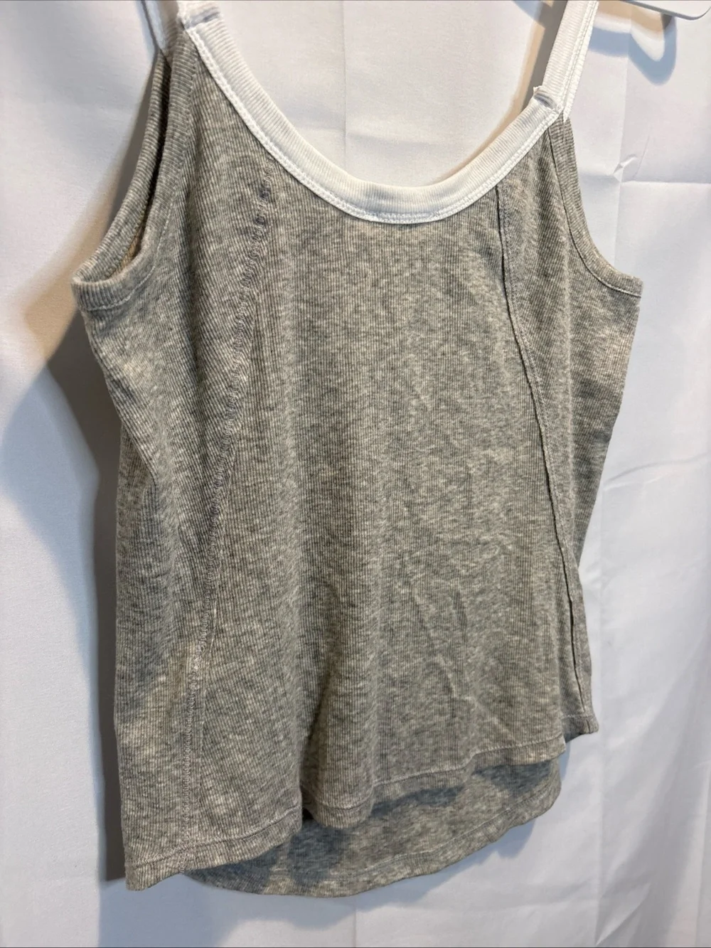 Free People Gray Tank with White Trim - Casual Scoop Neck